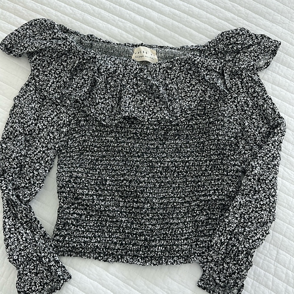 Smocked off the shoulder shirt